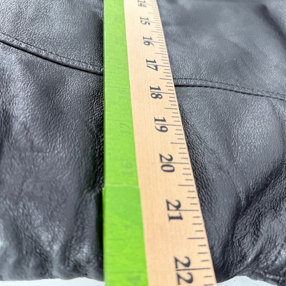 WILDA Genuine Leather Jacket Womens Medium Fur Collar Black Moto Biker Bomber - Picture 9 of 12